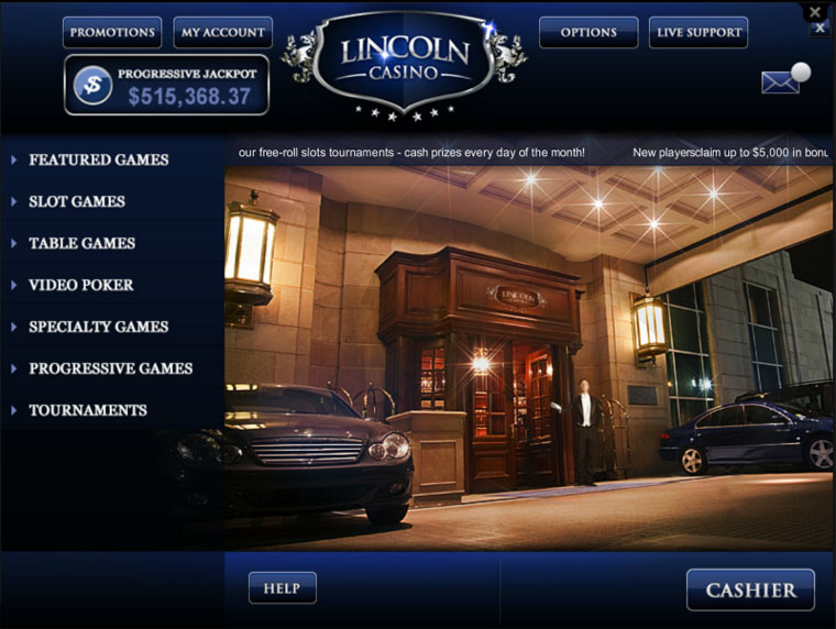 Lincoln Casino Mobile Lobby